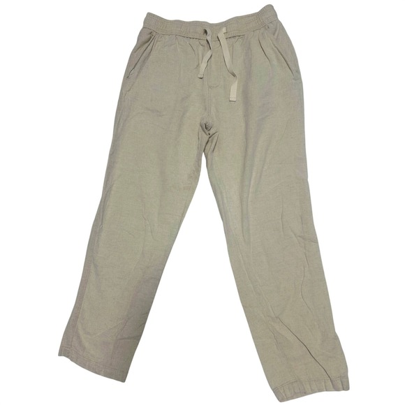 Zara Pants - Zara Womens Beige Linen Blend Drawstring Elastic Waist Straight Leg Pants Size M